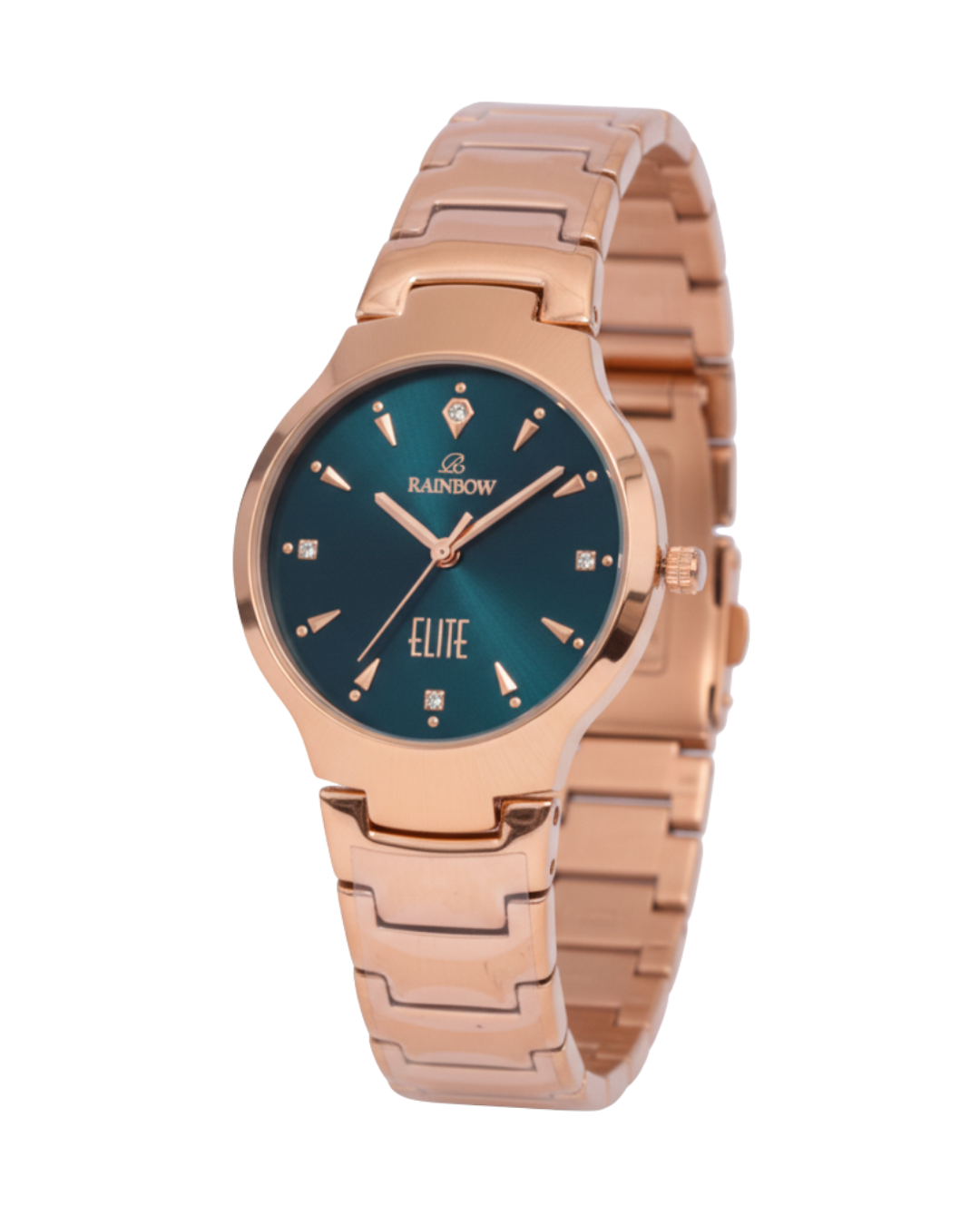 Rainbow Elite Women’s Rose Gold Watch with Green Dial – Premium Stylish Watch