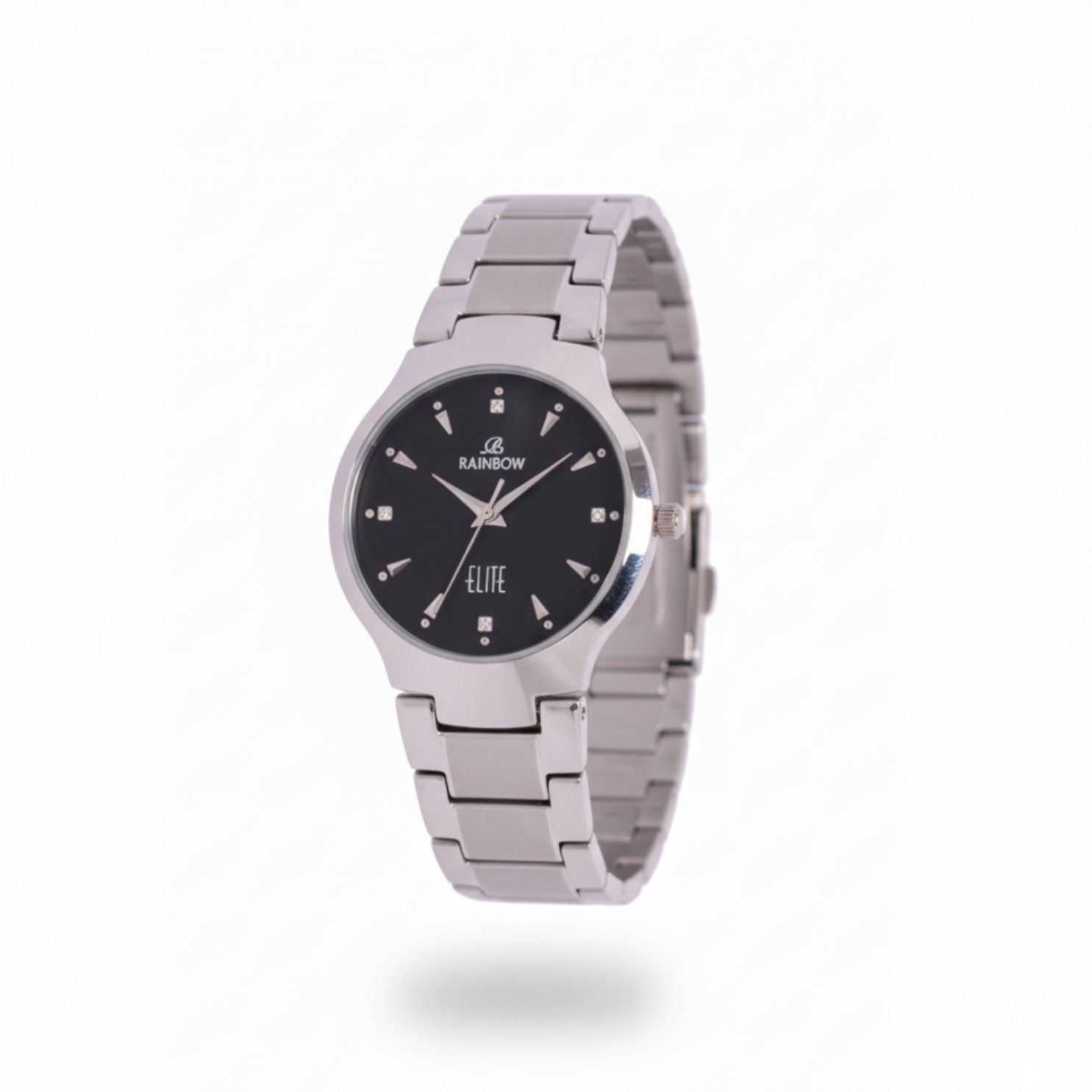 Silver Round Watch – Black Dial