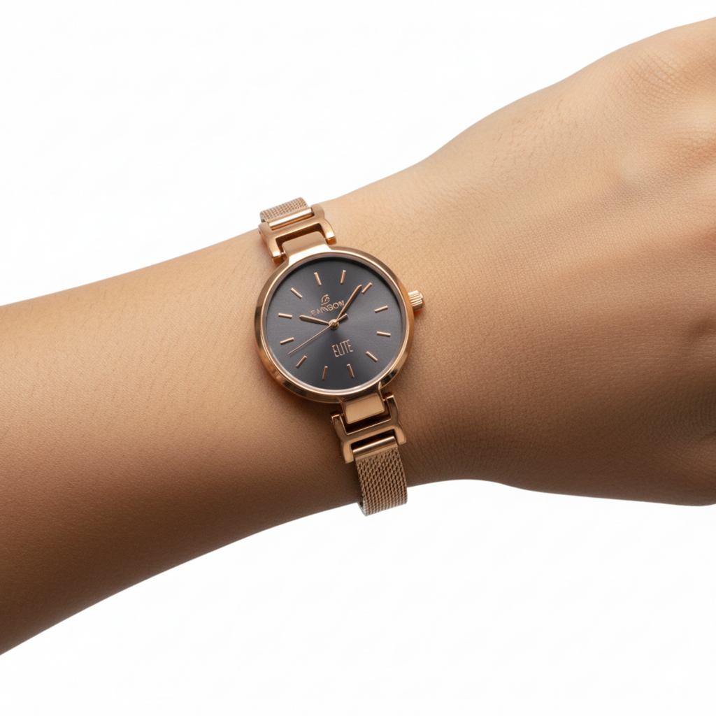 Rainbow Elite Women's Gold Mesh Strap Watch – Grey Dial