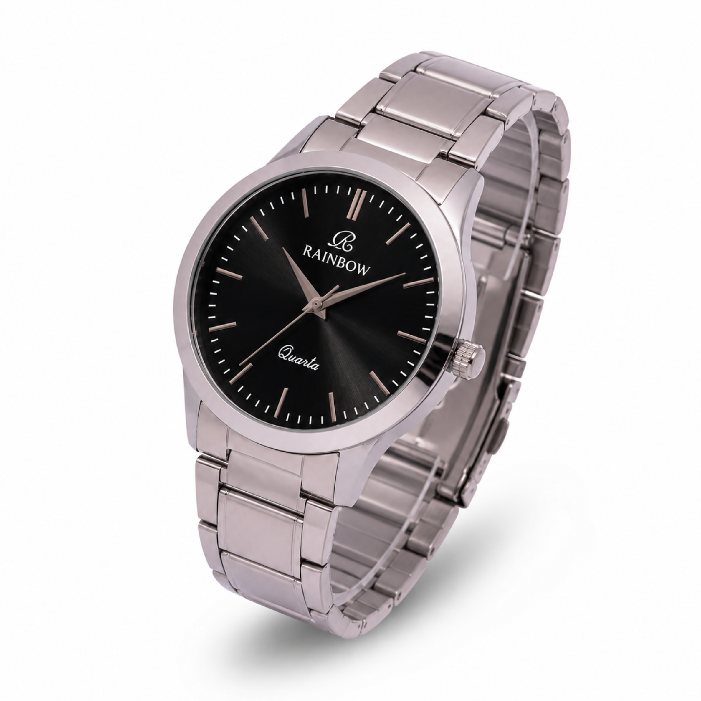 Rainbow Classic Black Dial Stainless Steel Watch