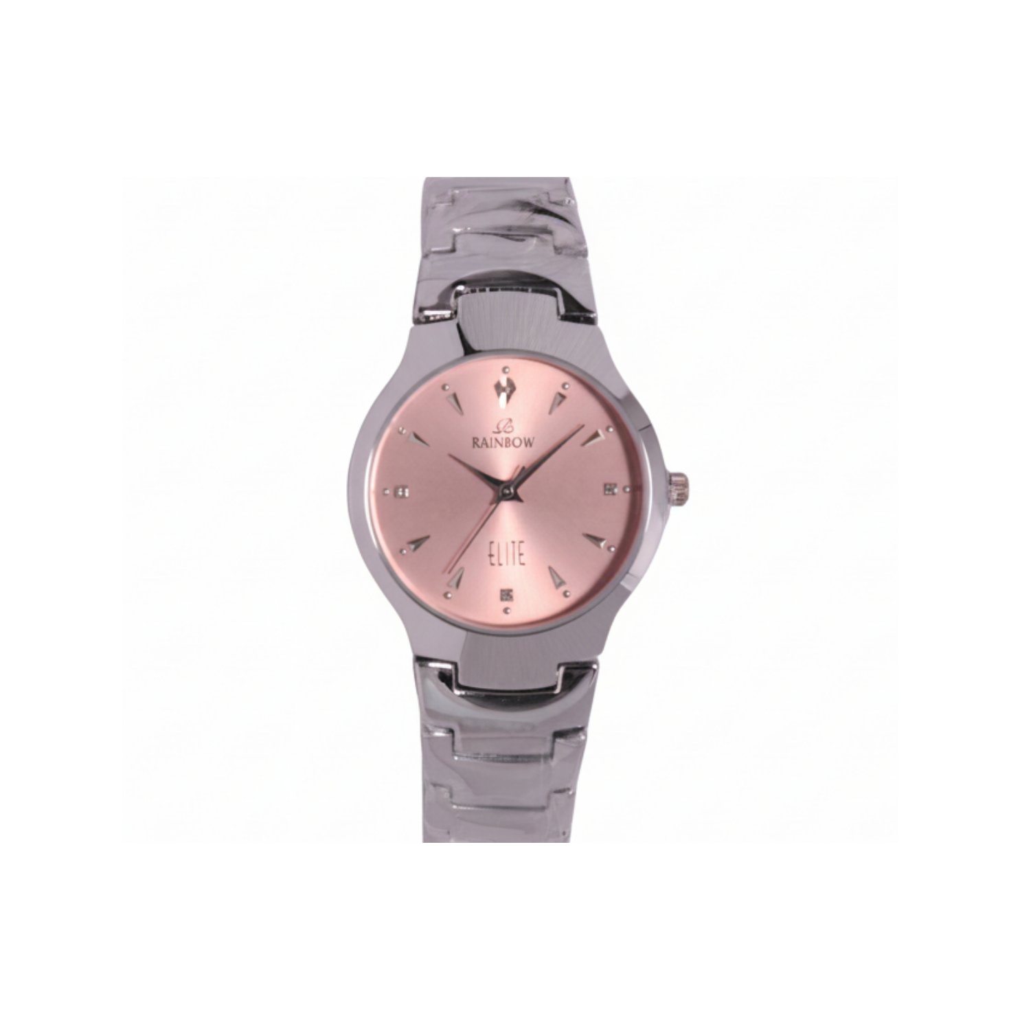Silver Round Watch – Rose-Gold Dial