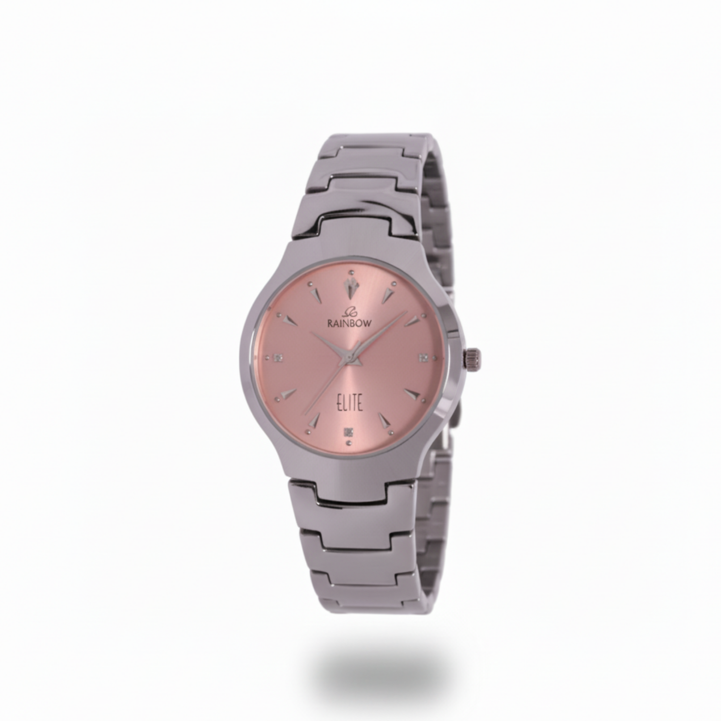 Silver Round Watch – Rose-Gold Dial
