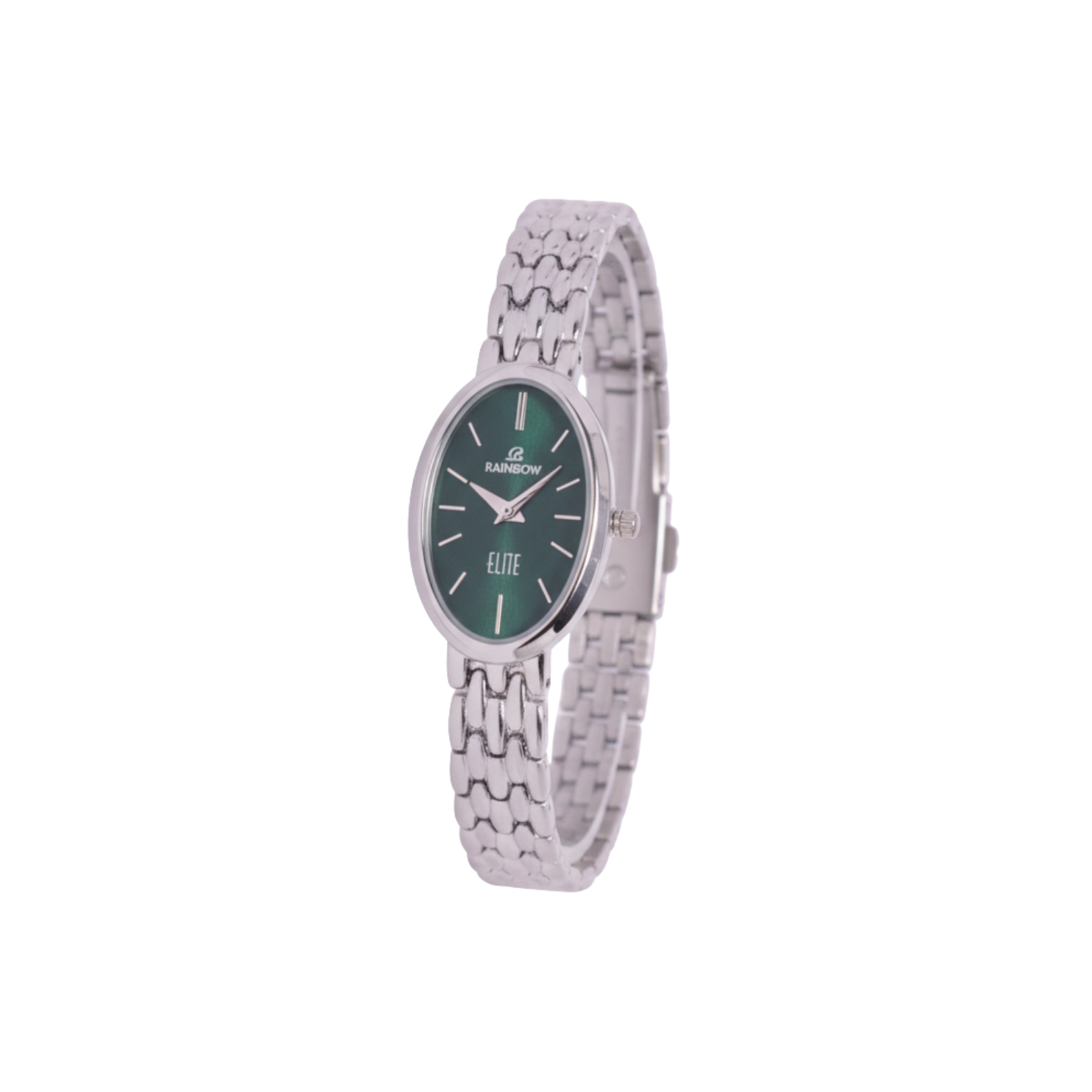 Rainbow Classic Elite – Silver Oval Dial Women’s Watch (Green Dial)