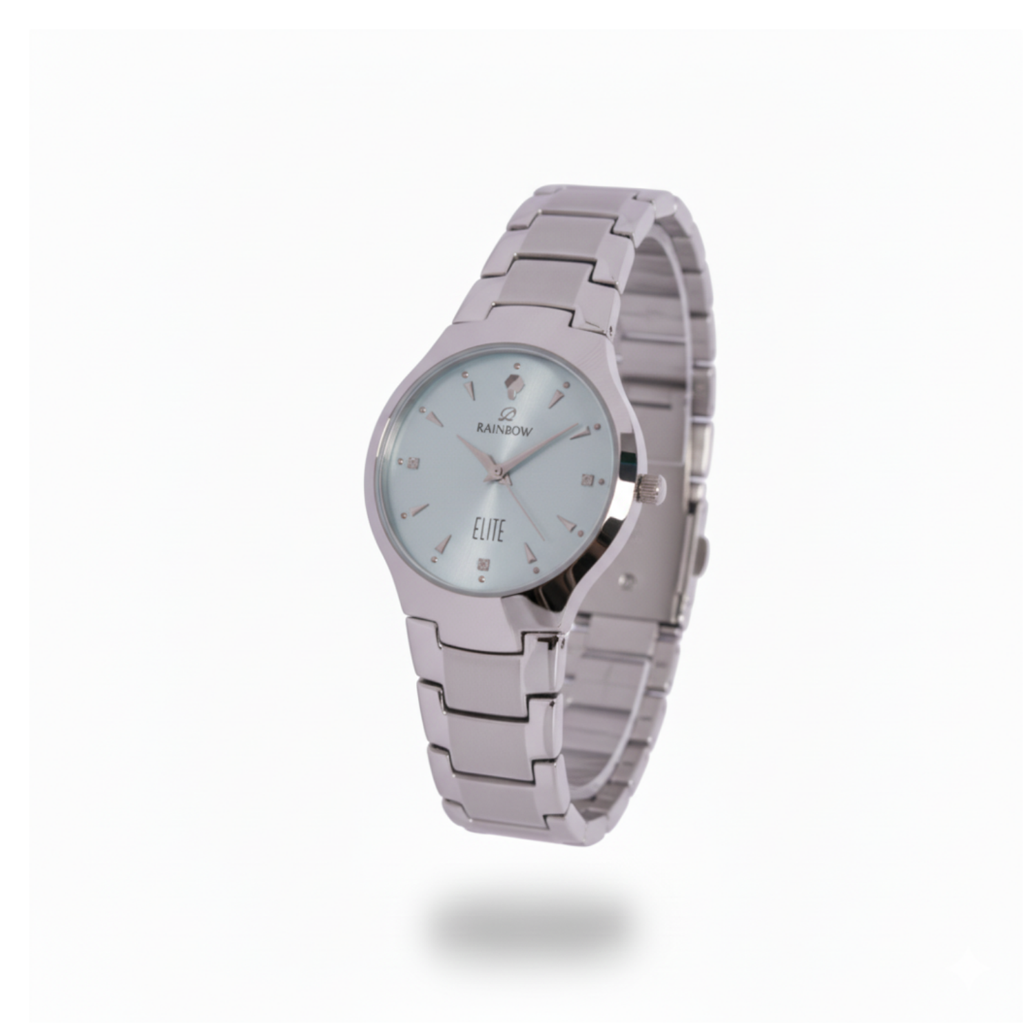 Silver Round Watch – Ice Blue Dial
