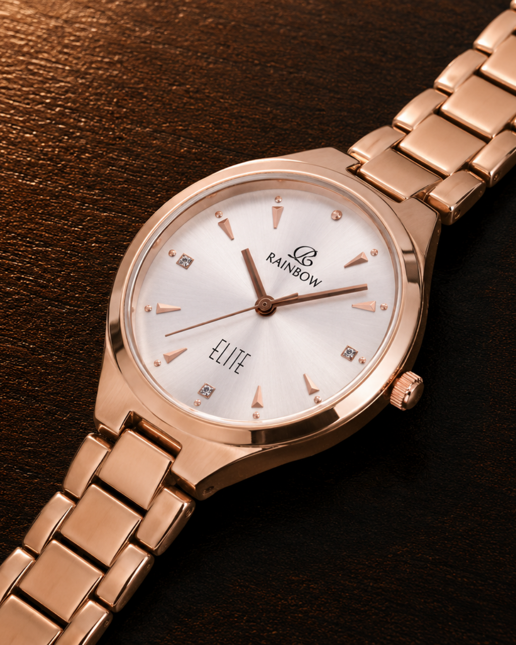 Rainbow Elite Rose Gold Women’s Analog Watch – Elegant & Premium Design