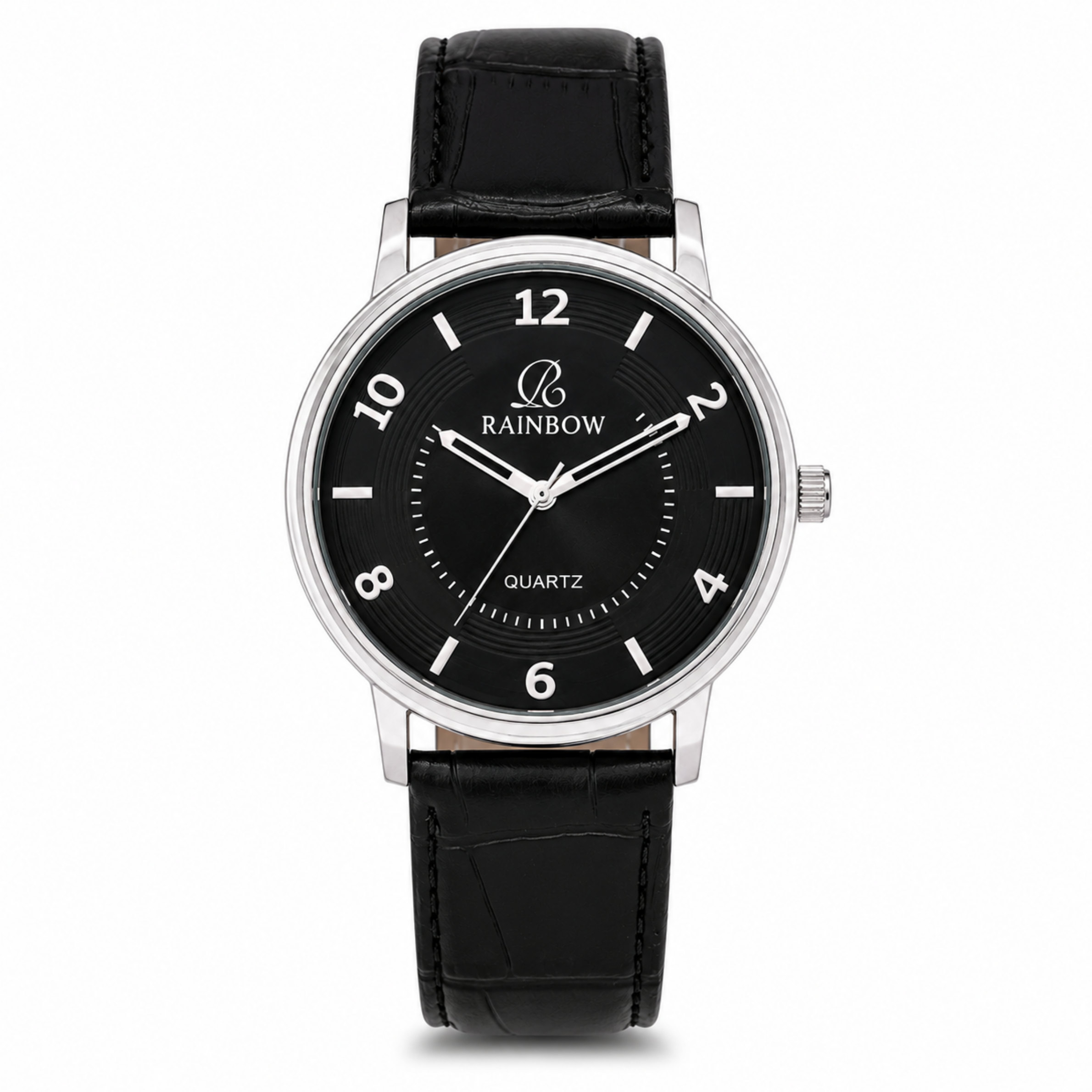 Rainbow Classic Black Dial Leather Strap Men's Watch