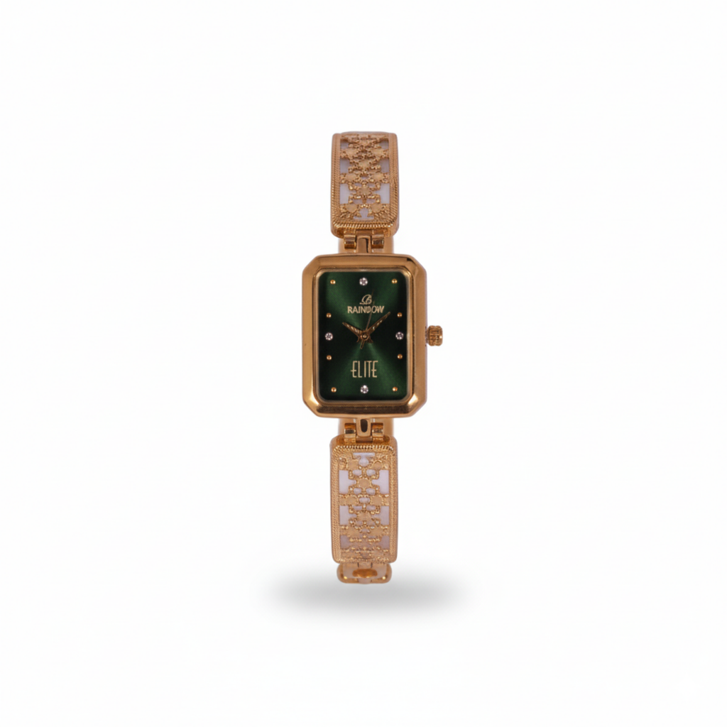 Rainbow Elite – Green Rectangular Dial Women’s Designer Watch