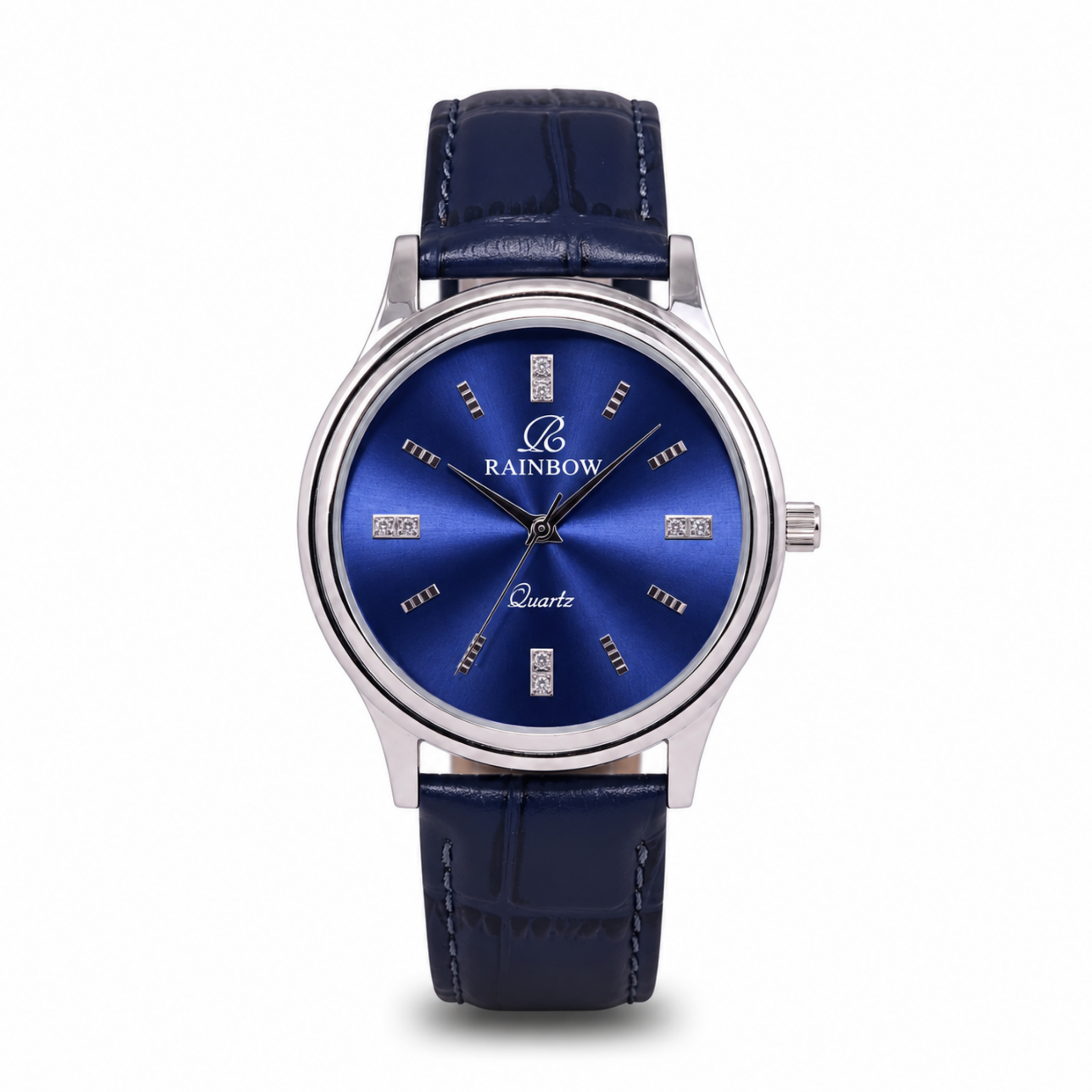 Rainbow Classic Blue Dial Leather Strap Watch for Men