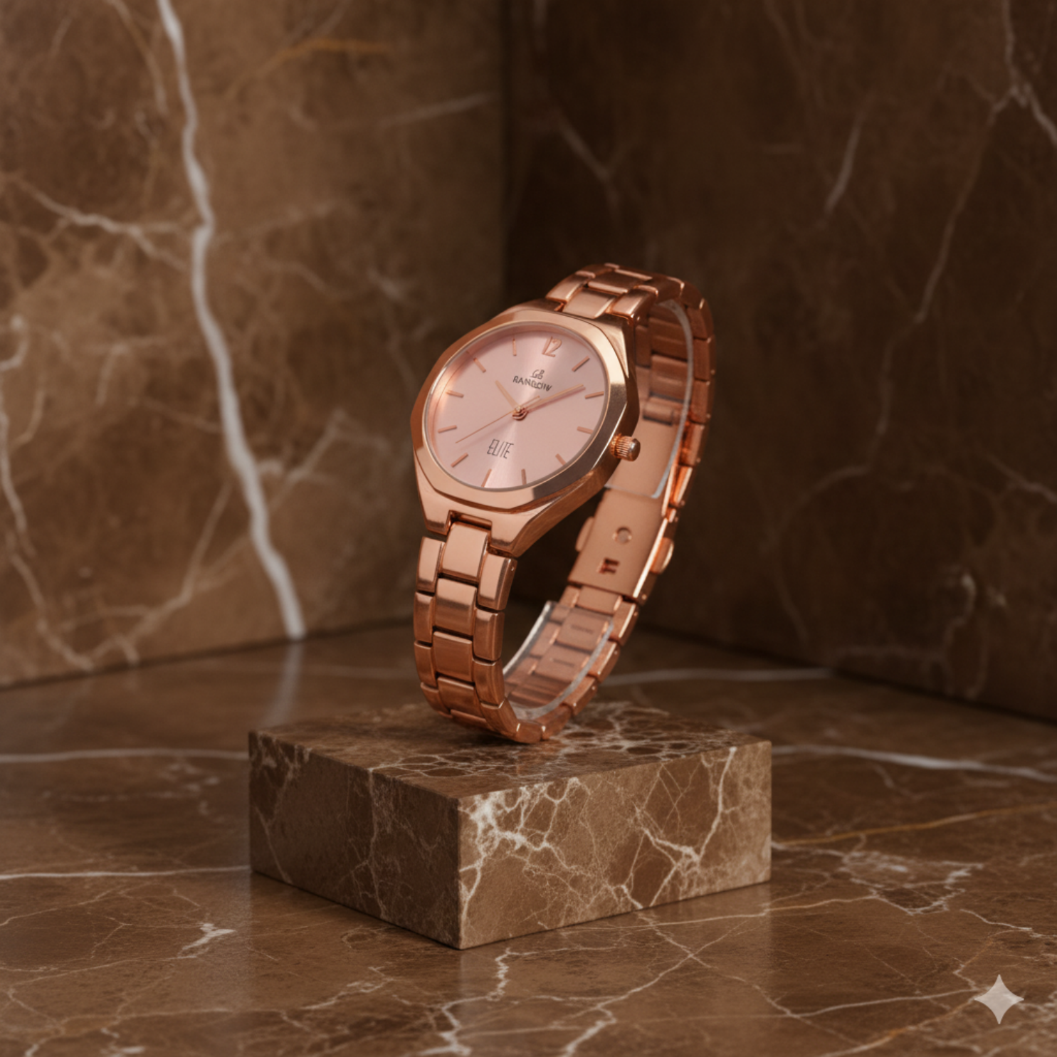 Rose-Gold Round Watch – Bronze Dial