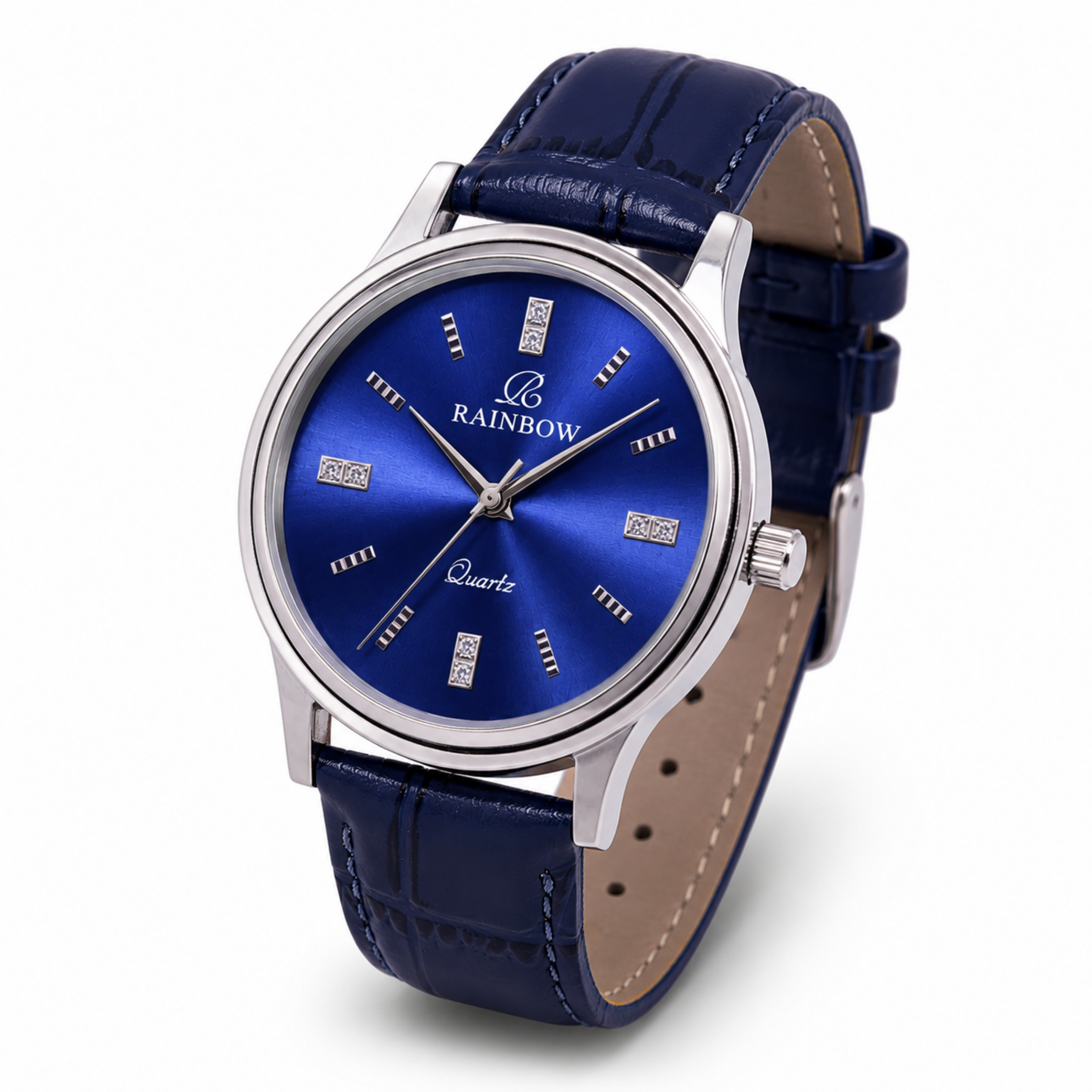 Rainbow Classic Blue Dial Leather Strap Watch for Men