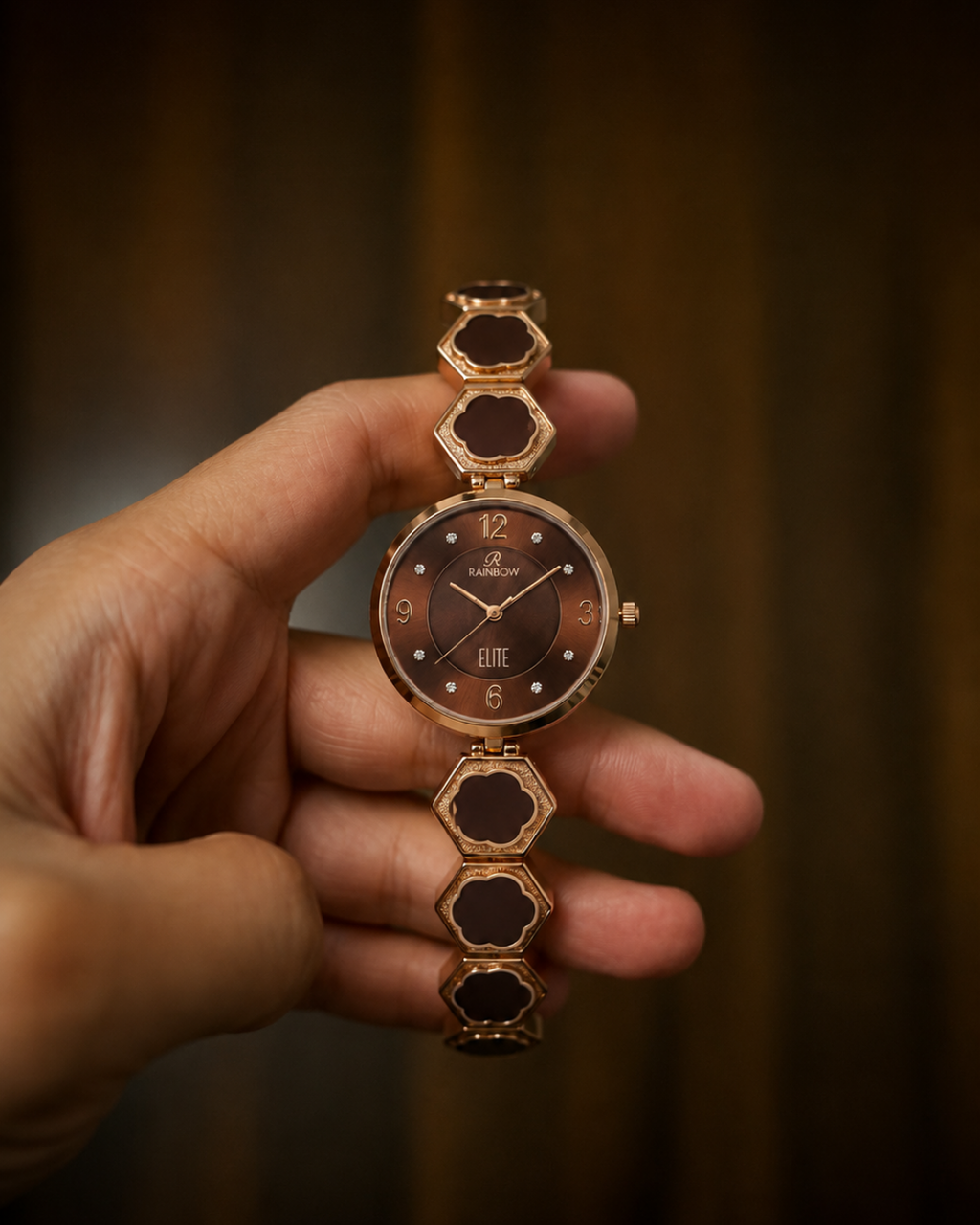 Rainbow Elite Women’s Watch – Rose Gold with Brown Dial