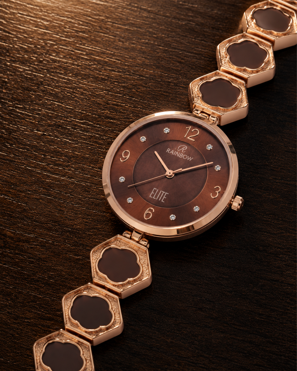 Rainbow Elite Women’s Watch – Rose Gold with Brown Dial