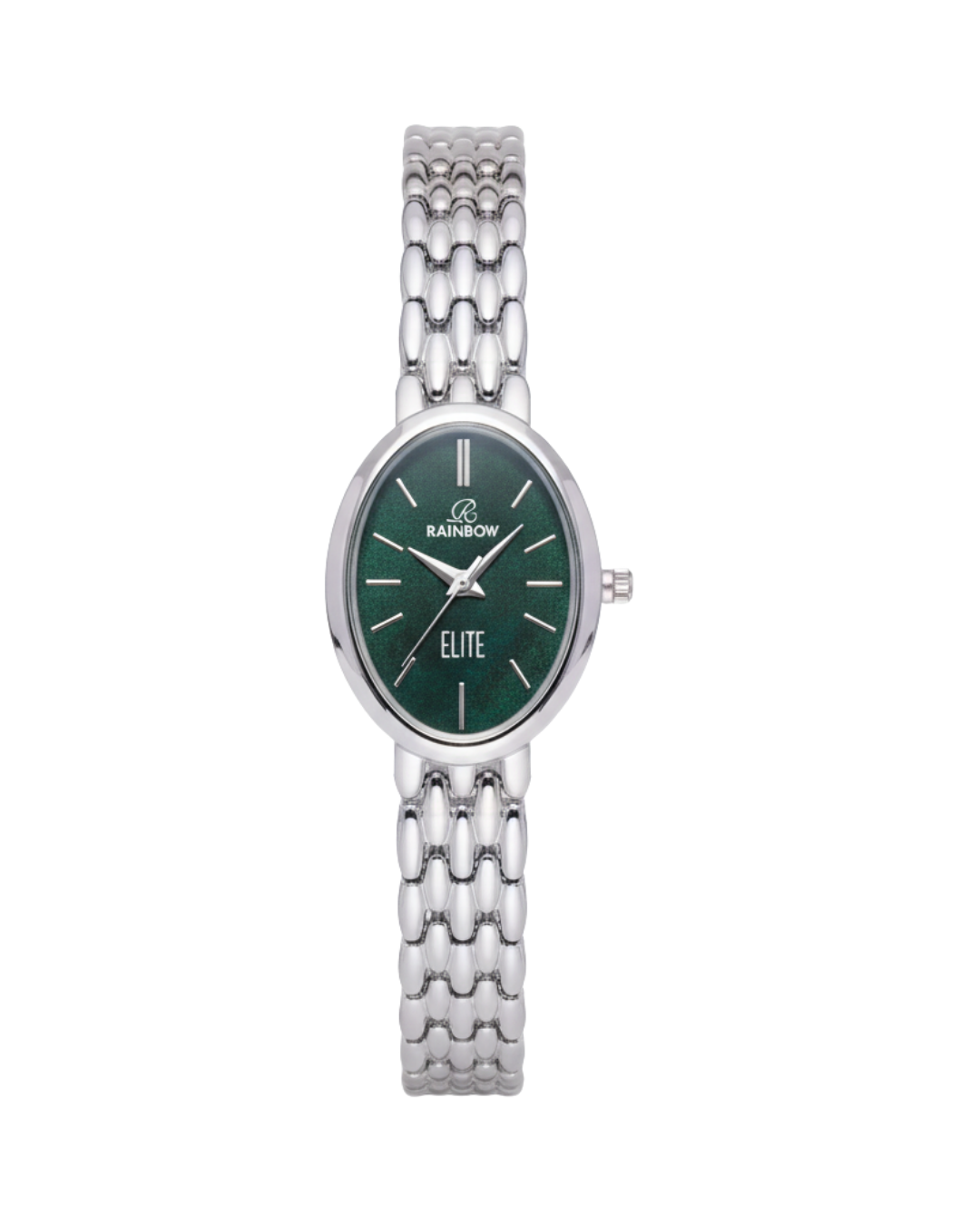 Rainbow Classic Elite – Silver Oval Dial Women’s Watch (Green Dial)