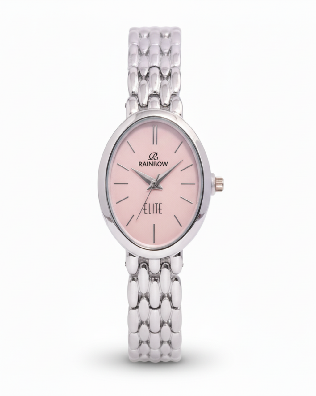 Rainbow Classic Elite – Silver Oval Dial Women’s Watch (Pink Dial)