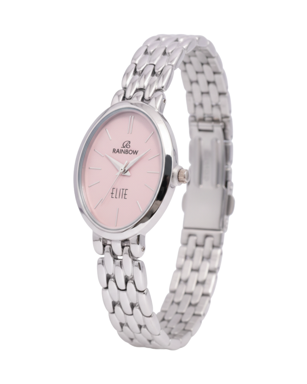 Rainbow Classic Elite – Silver Oval Dial Women’s Watch (Pink Dial)