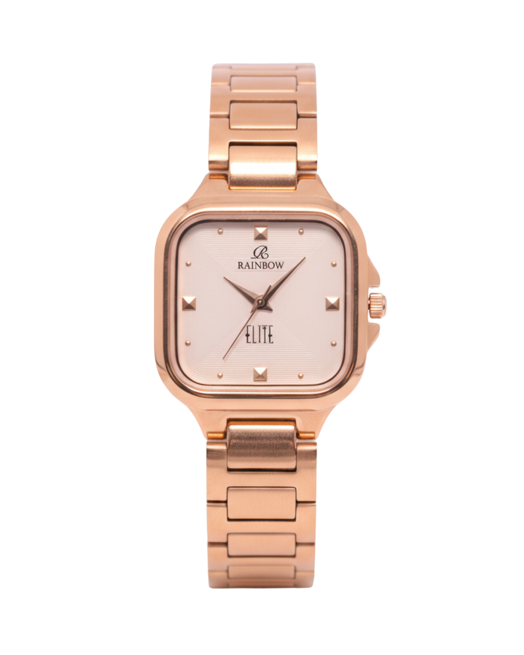 Rectangular Rose-Gold Watch – Pink Dial