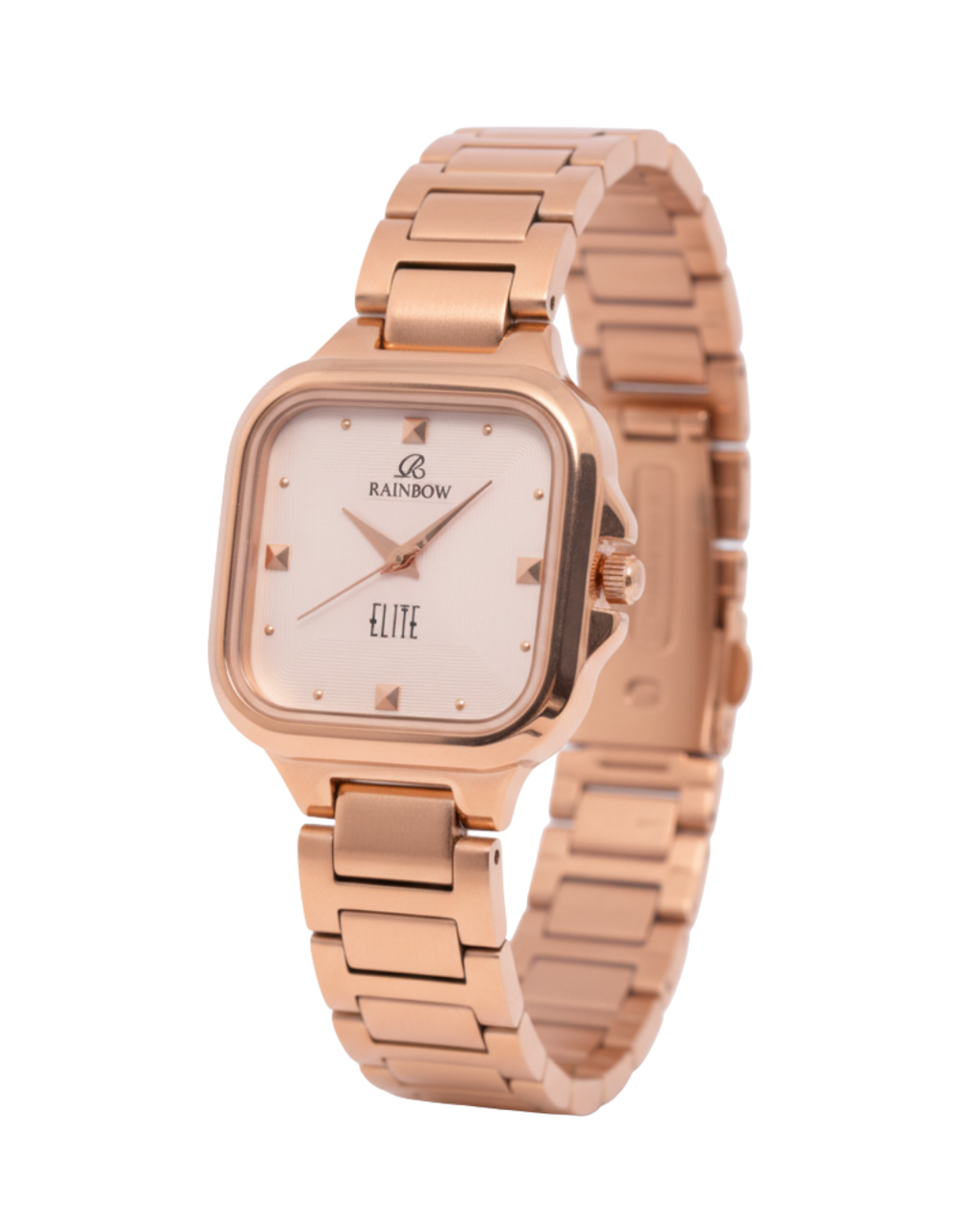 Rectangular Rose-Gold Watch – Pink Dial