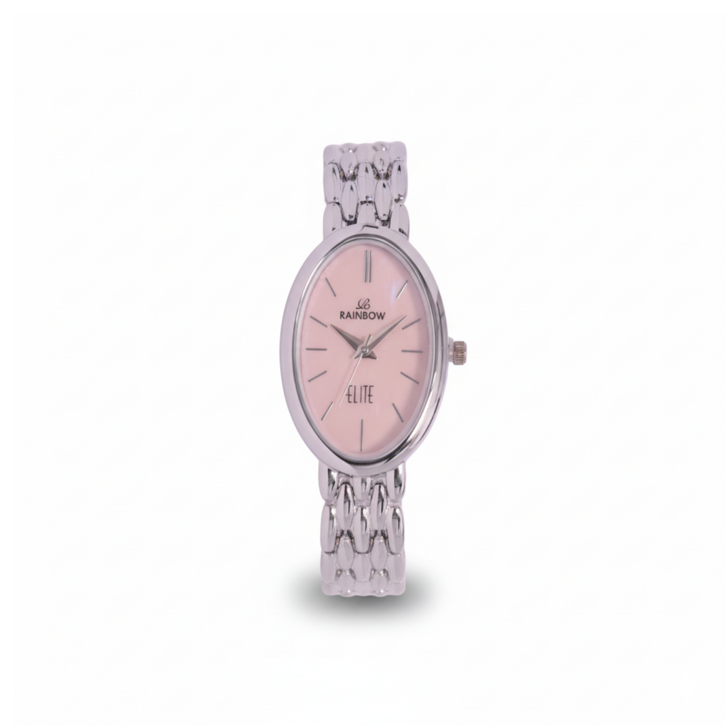 Rainbow Classic Elite – Silver Oval Dial Women’s Watch (Pink Dial)