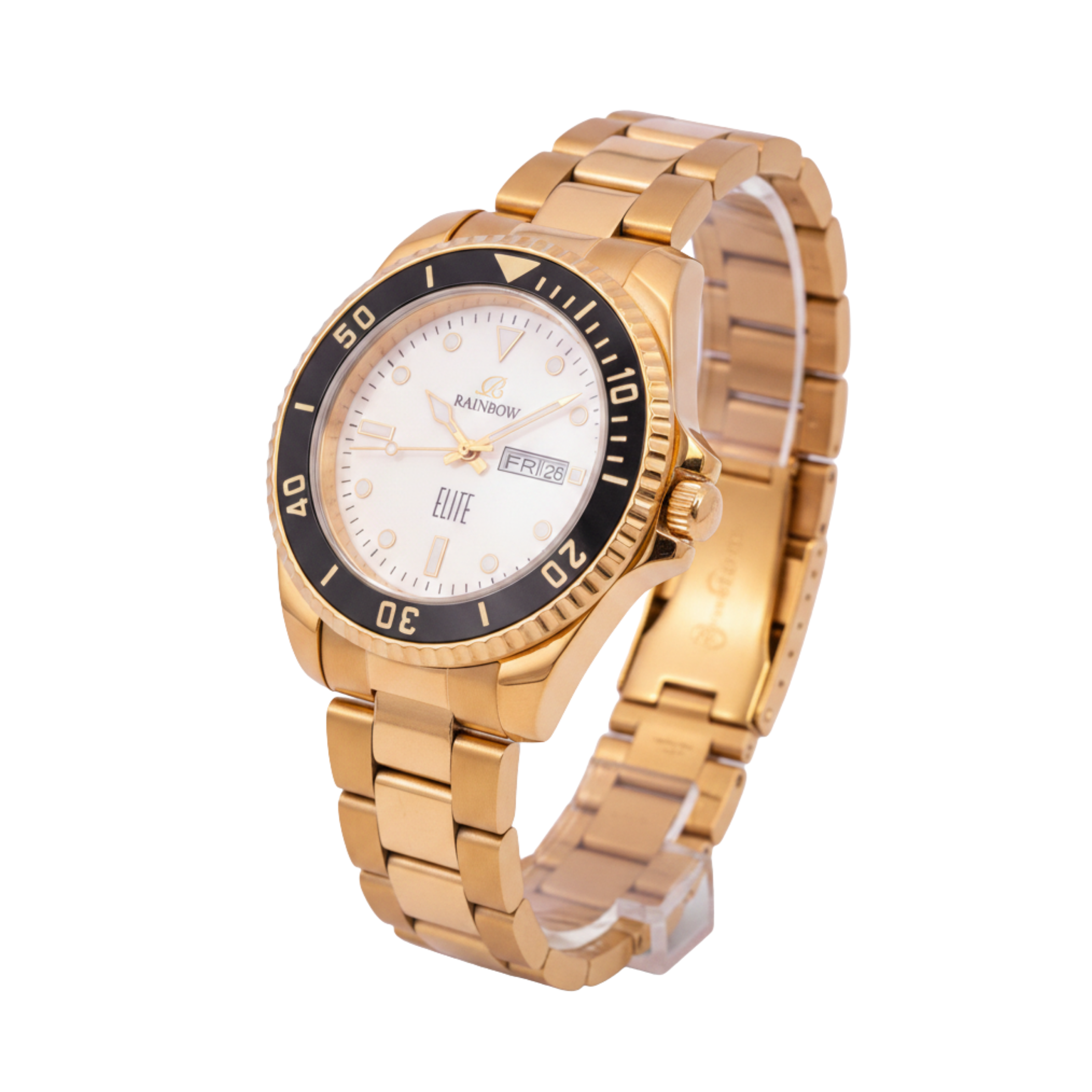 Rainbow Elite Men’s White Dial Gold Stainless Steel Watch