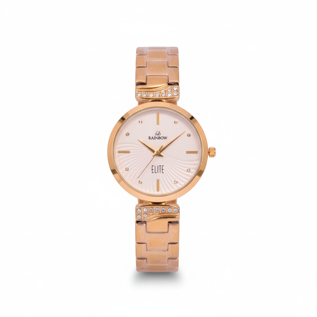 Rainbow Elite Women’s White Dial Rose Gold Watch