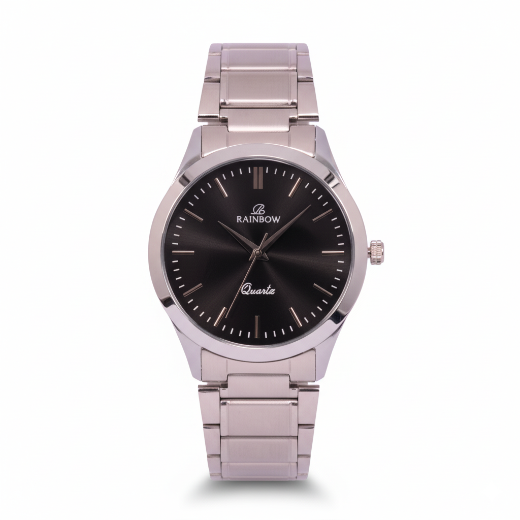 Rainbow Classic Black Dial Stainless Steel Watch