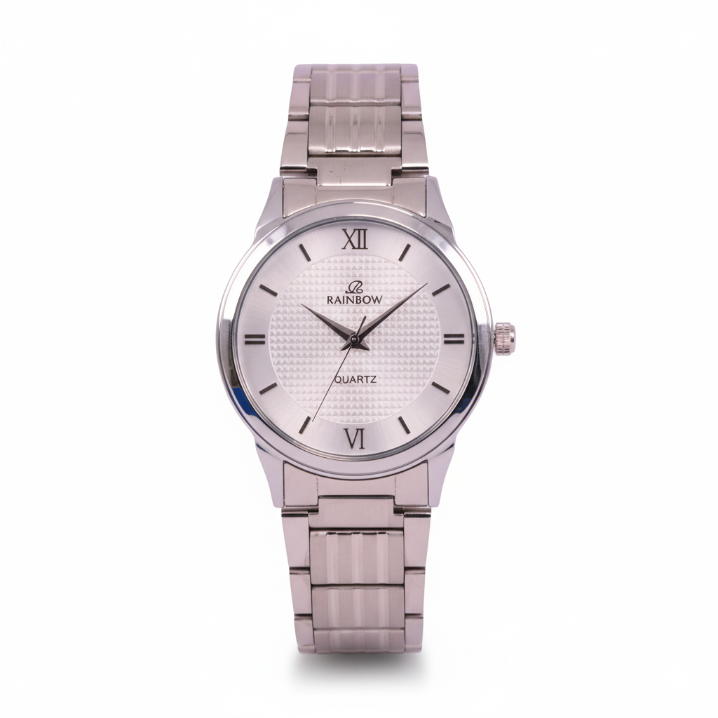 Rainbow Classic Men’s Silver Mesh Dial Stainless Steel Watch