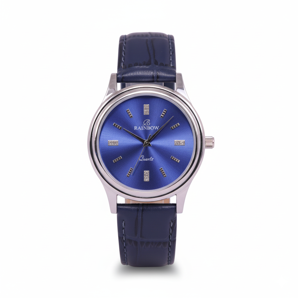 Rainbow Classic Blue Dial Leather Strap Watch for Men