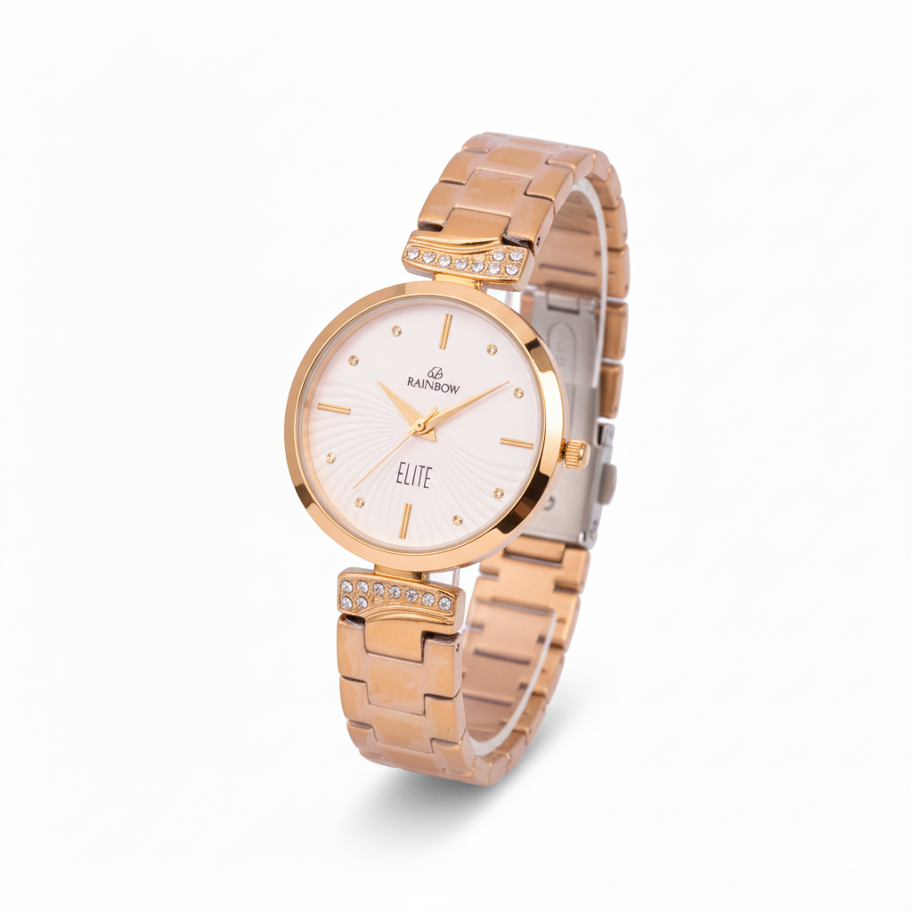 Rainbow Elite Women’s White Dial Rose Gold Watch