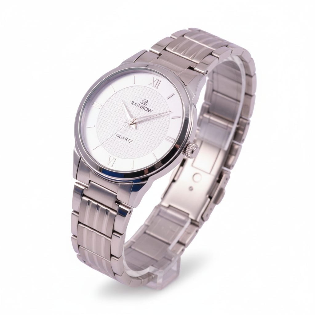 Rainbow Classic Men’s Silver Mesh Dial Stainless Steel Watch